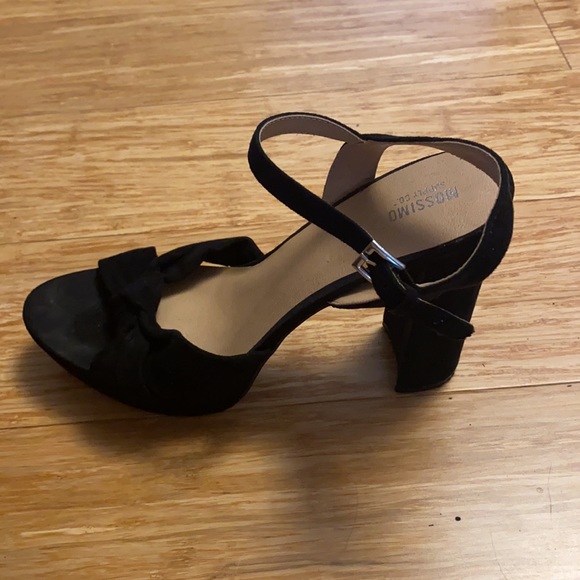 Black Faux-Suede Ankle Strap Heels - Picture 3 of 4
